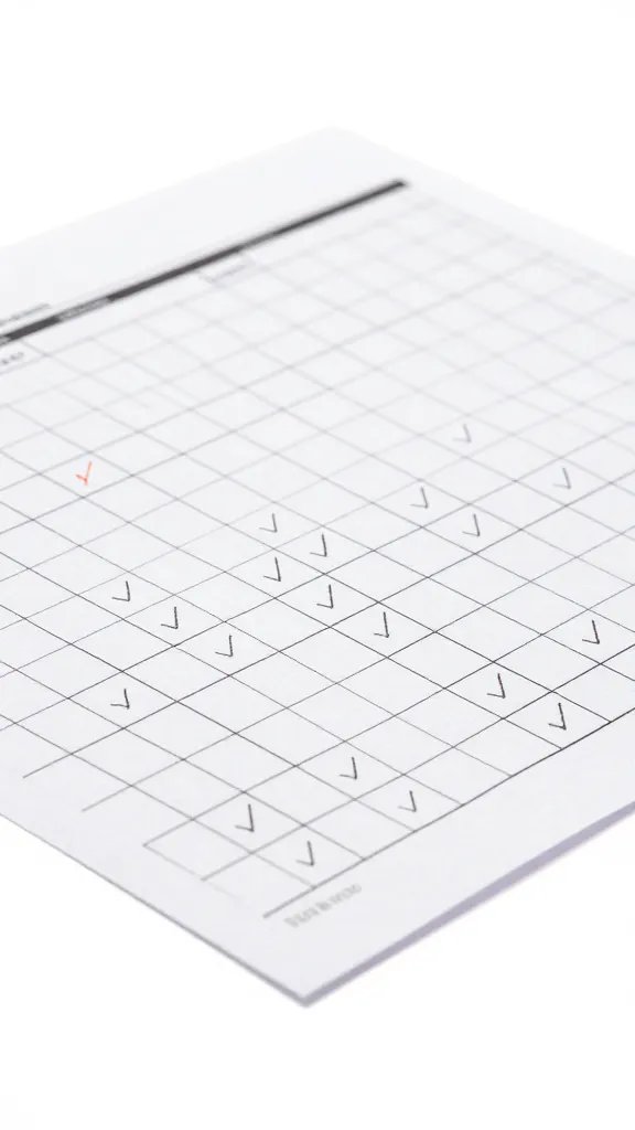 single folded scorecard with checkmarks, macro detail