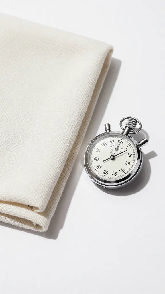 stopwatch timer beside folded picnic blanket