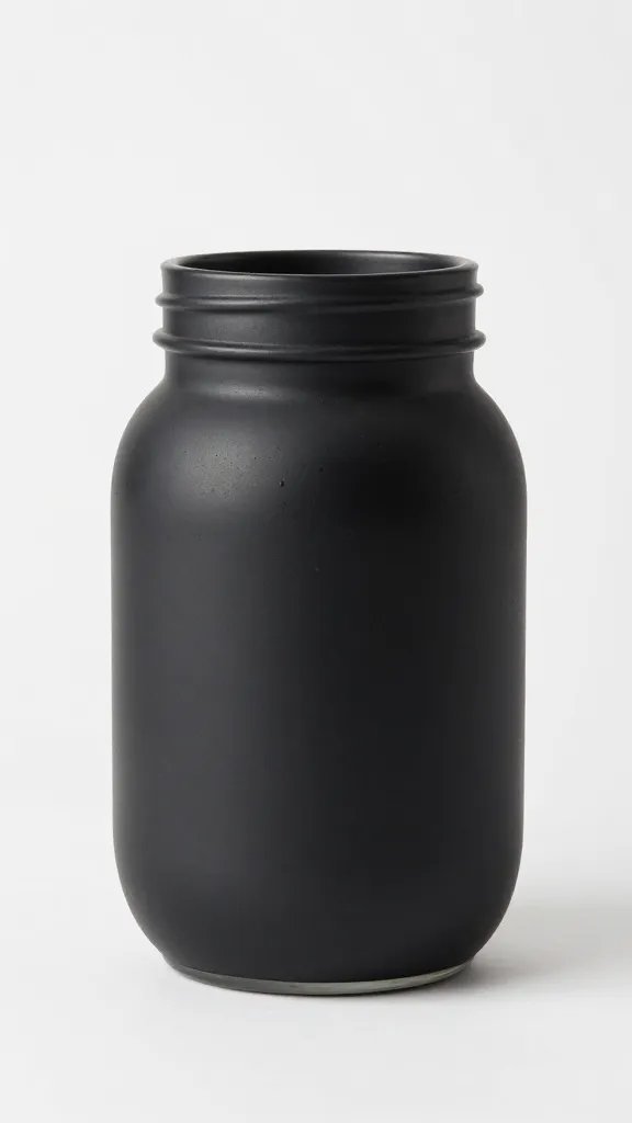 matte black spray-painted mason jar vase
