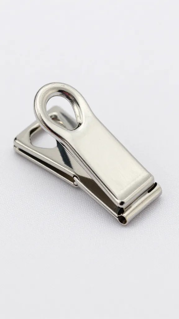 strong spring stainless tablecloth clip, closeup bite detail