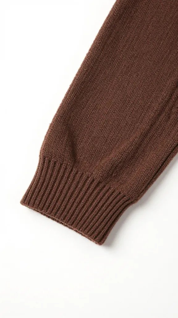 rust wool cardigan cuff in woodland shade