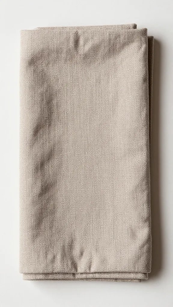 linen napkin in earthy taupe, folded neatly, closeup