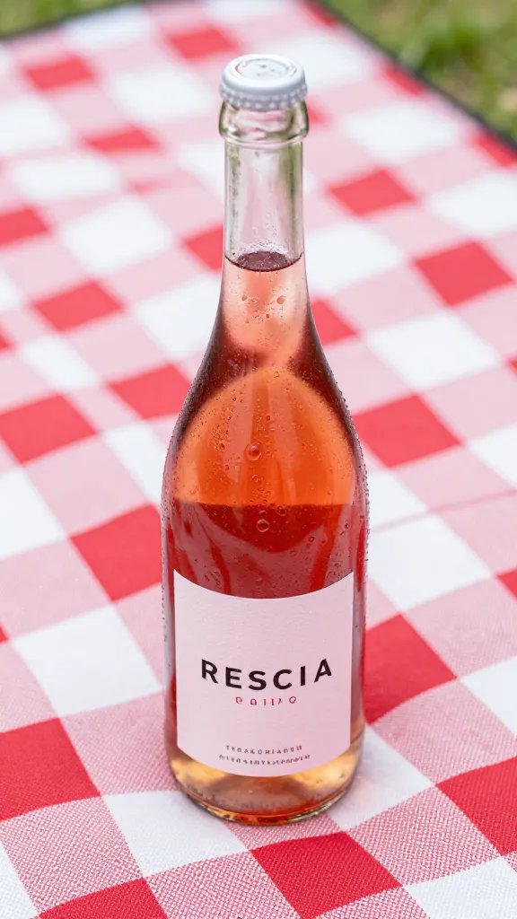 canned rosé with condensation on picnic blanket