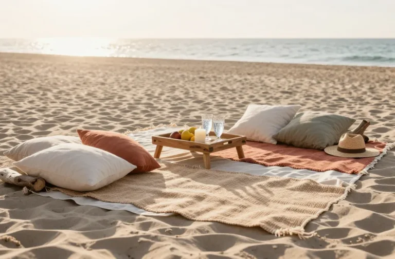 The Secret to How to Style a "Boho Beach" Picnic Using Layered Rugs and Pillows