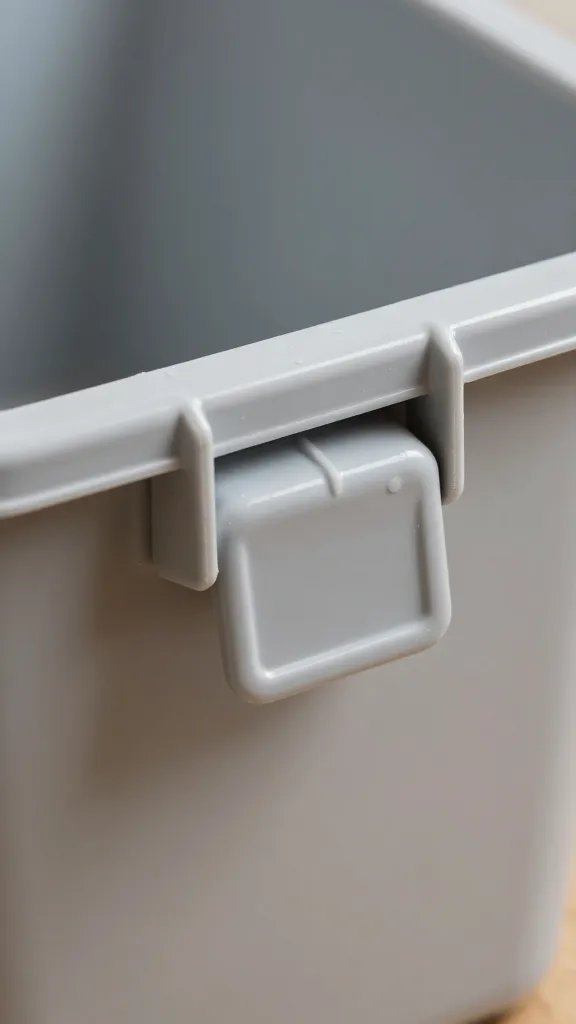 heavy-duty plastic storage tub latch, tight focus