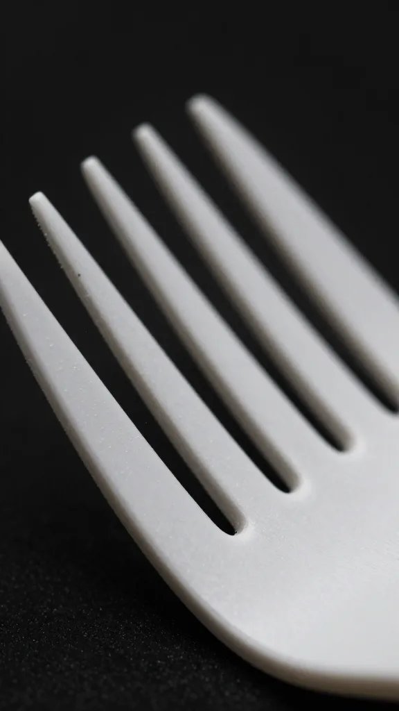 durable plastic fork tines, high-contrast closeup