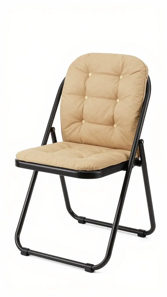 tan cushion folding chair with supportive backrest