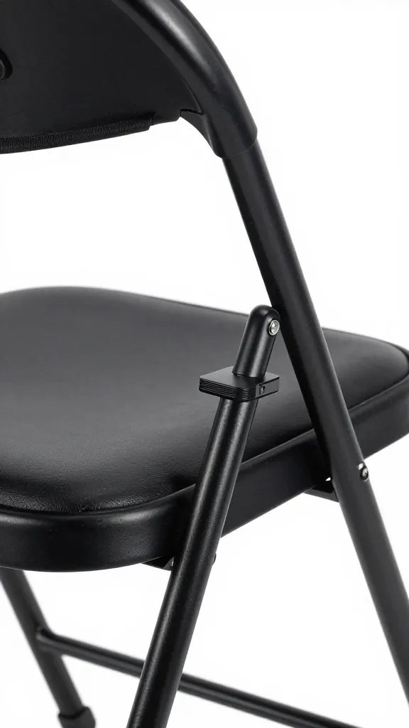 adjustable seat height knob on cushioned folding chair