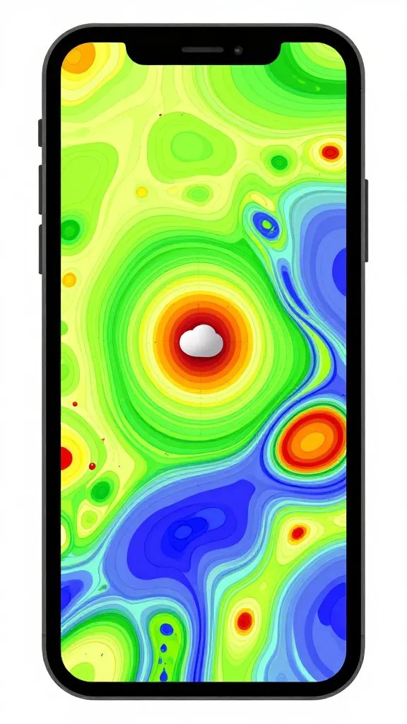 smartphone showing weather radar rain band within 2 hours