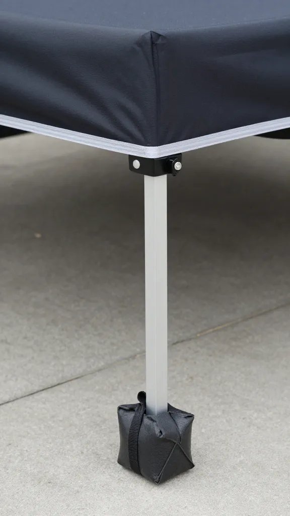 heavy-duty pop-up canopy corner leg with sandbag weight