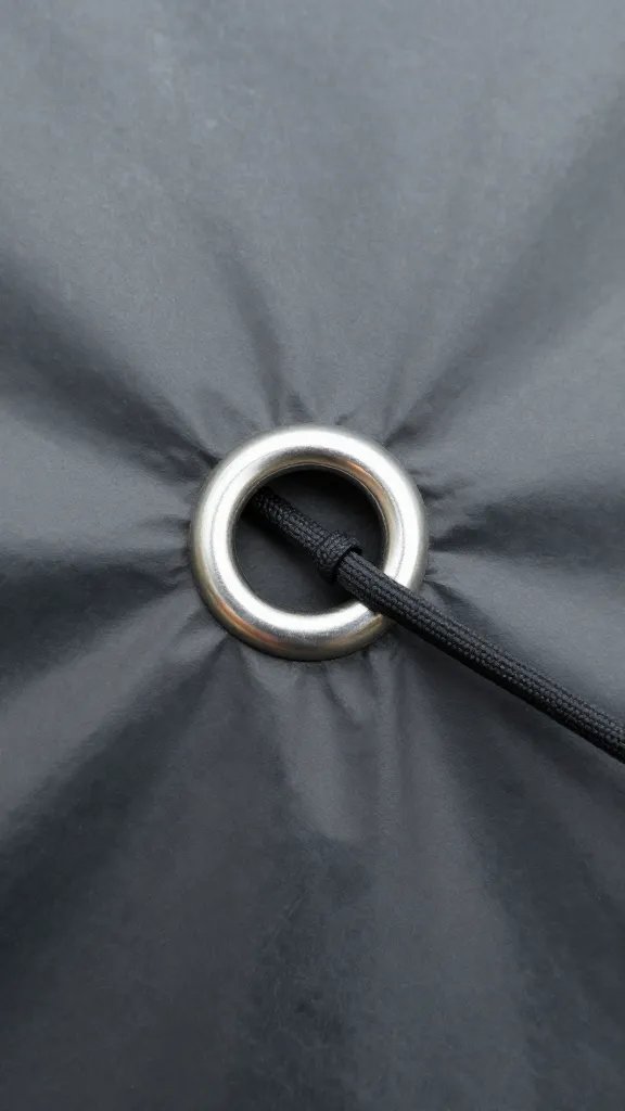 waterproof tarp grommet with bungee cord under tension
