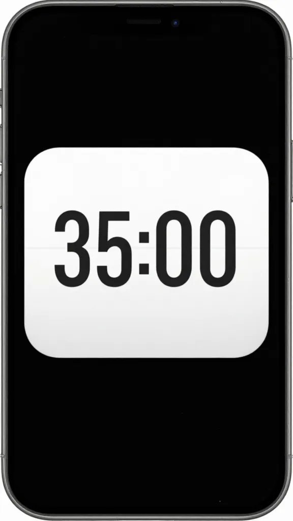 closeup of a smartphone timer set to 35:00