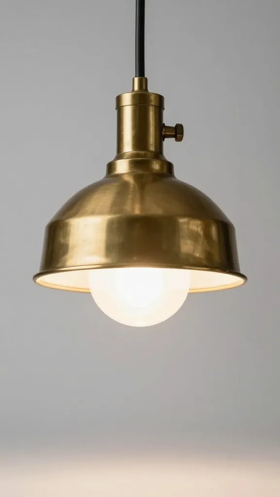 Brass pharmacy lamp head under soft studio light