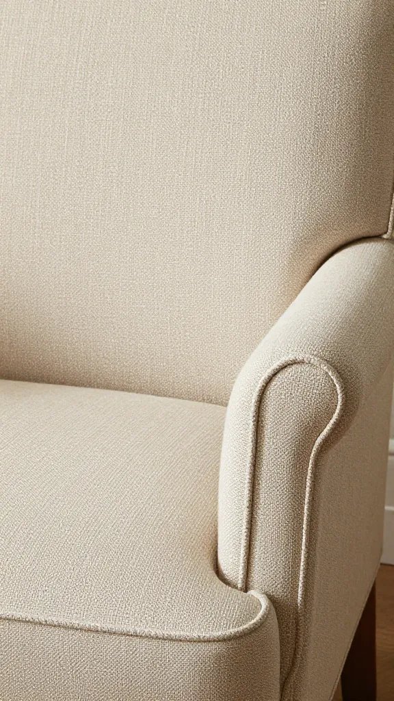 Linen upholstery weave macro on vintage armchair