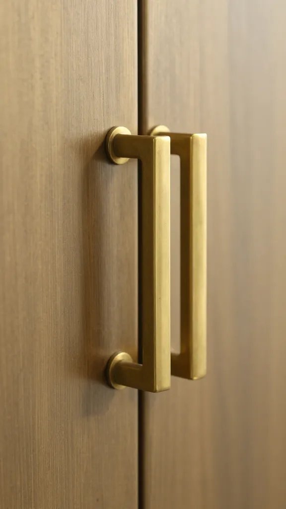 Solid brass cabinet pull with natural patina