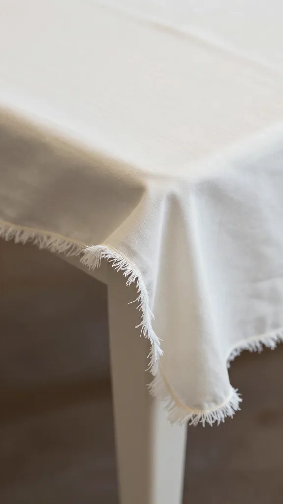 frayed table end softened by cascading chiffon edge