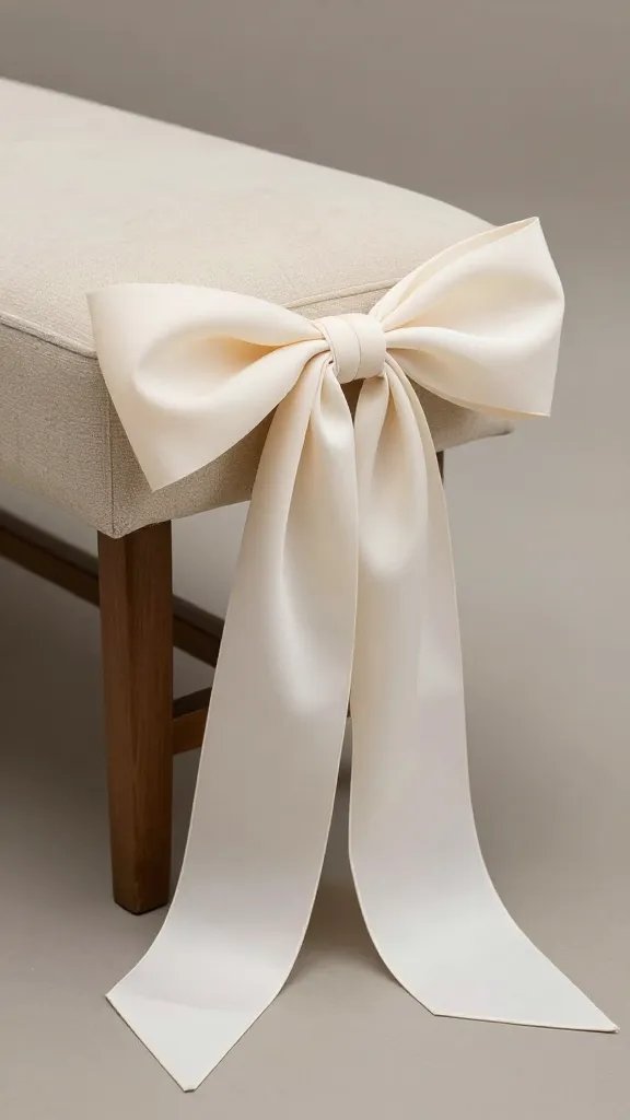 chiffon runner tied in loose bow at bench leg