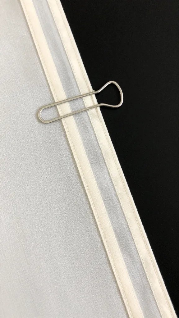 chiffon runner edge clipped with discreet matte binder clip