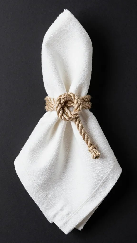 single manila rope napkin ring with reef knot