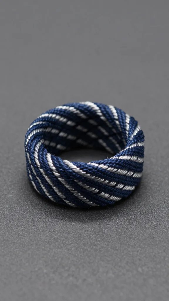 tight shot waxed navy twine stripe on rope ring