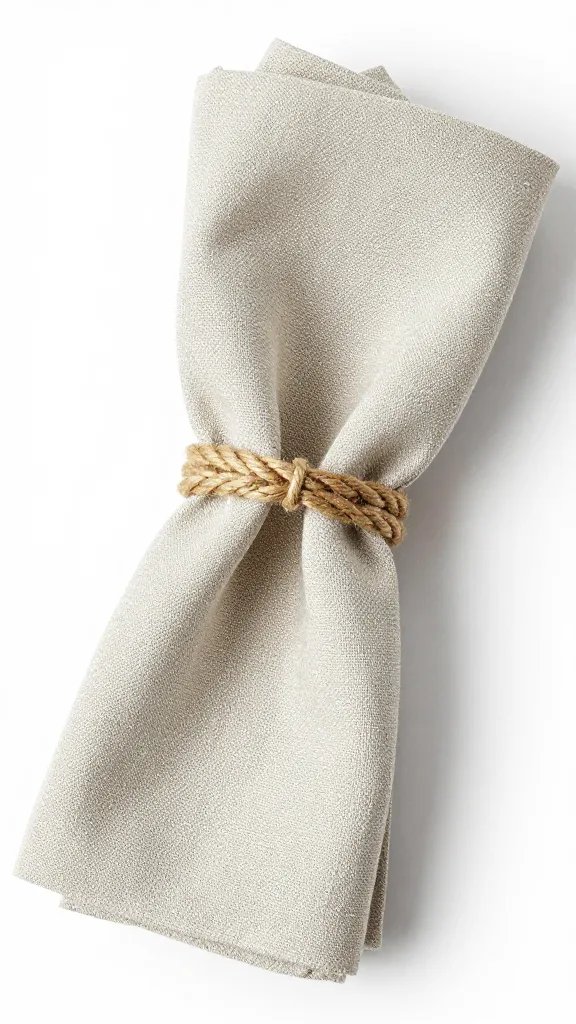 single finished rope napkin ring on linen napkin