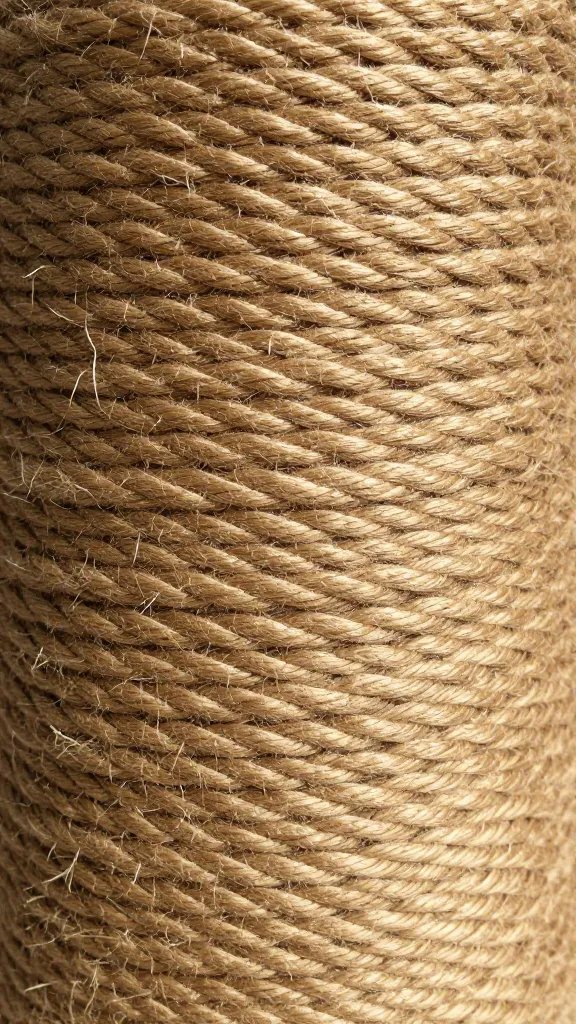 detail of manila rope whipping finish in tan thread