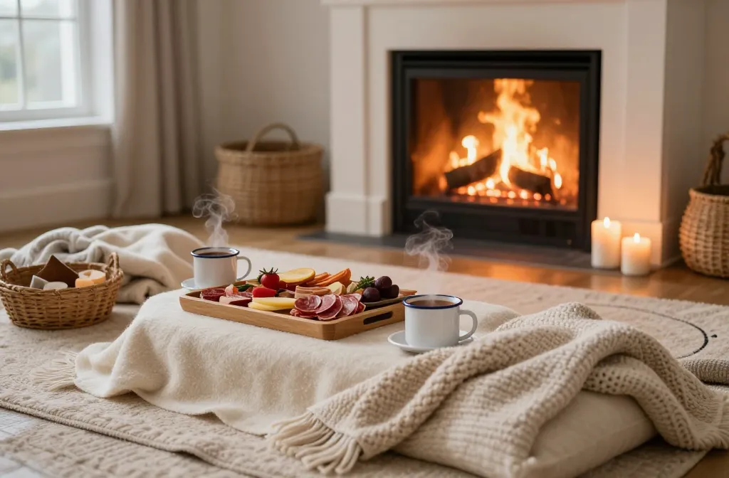 Cozy Magic the "Winter Picnic": How to Host Indoors by the Fireplace