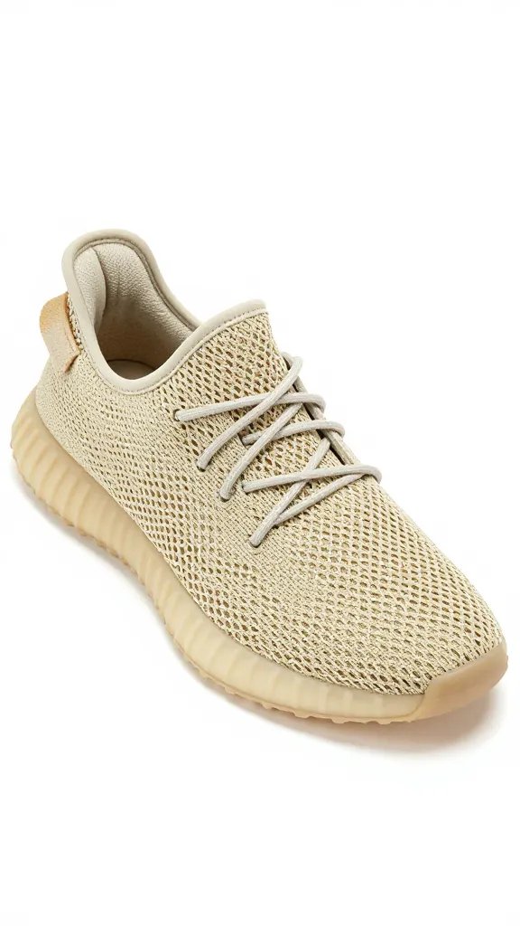 breathable mesh sneaker upper in sand color, grass flecks