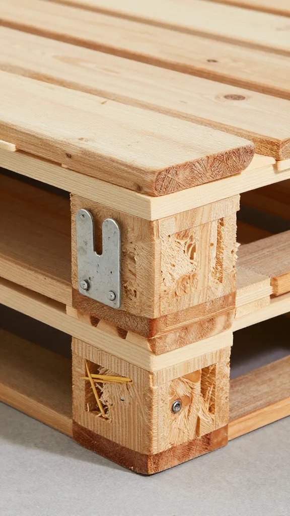 removable table leg bracket attached to pallet underside