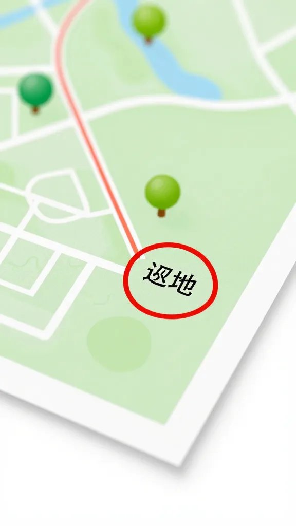 closeup of park map corner with circled side entrance