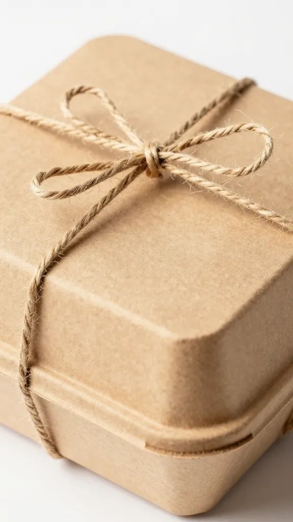 kraft paper picnic box tied with twine, closeup
