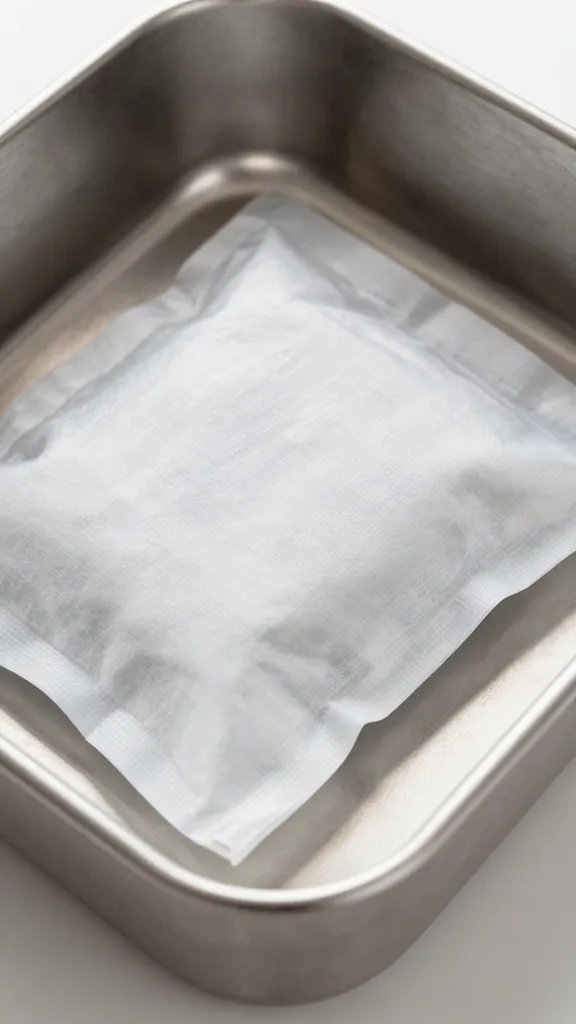 ice pack pressed against stainless lunchbox, closeup