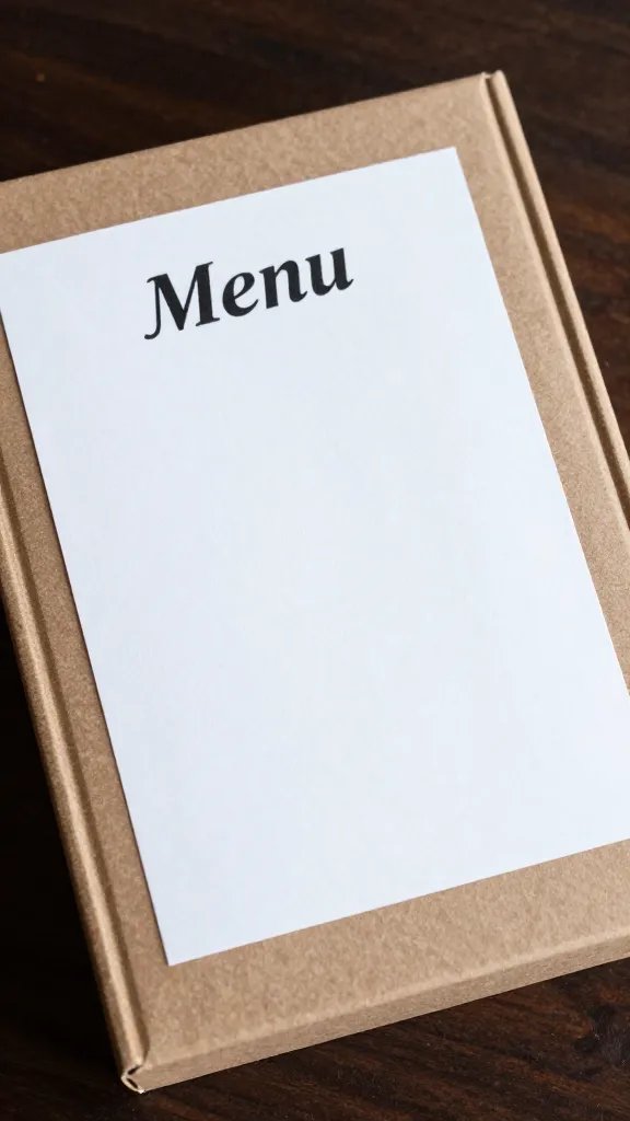 printed menu sticker on box lid, closeup
