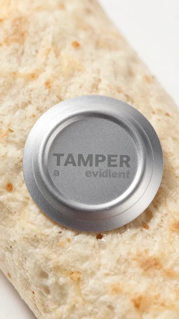 tamper-evident seal on sandwich wrap, macro