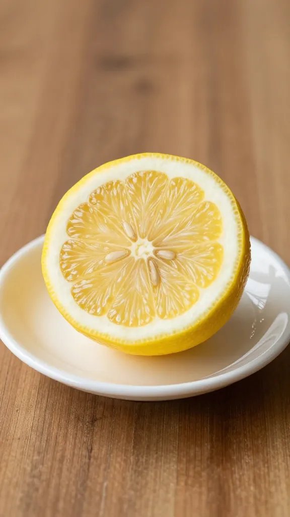 sliced lemon wheel on small white saucer