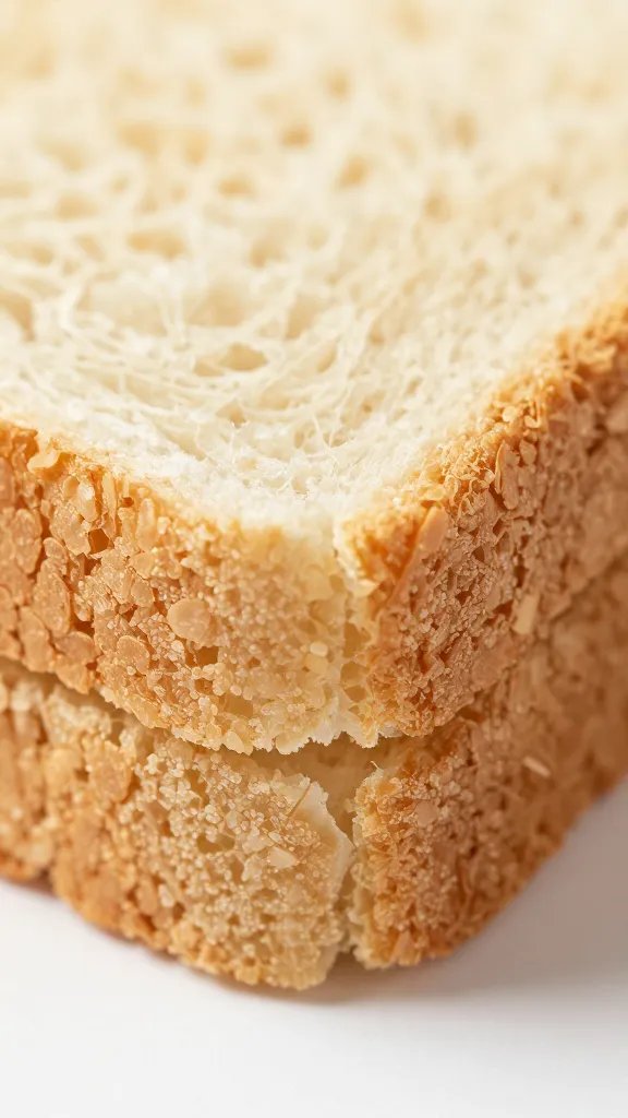 bite-sized sandwich cut edge showing dry barriers, macro