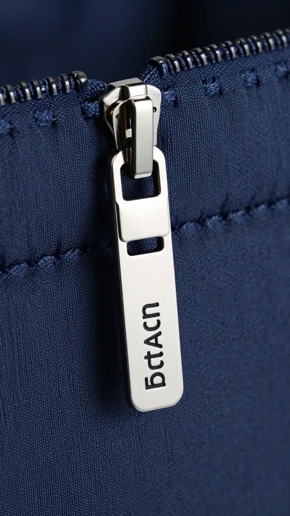 insulated tote zipper pull with temp-safe tag, macro shot