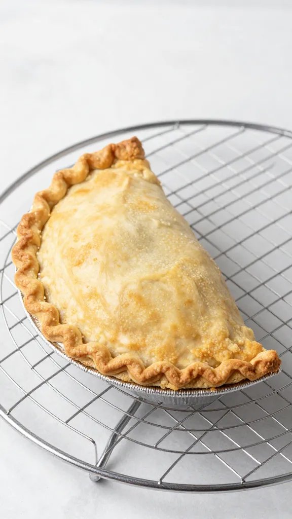 half-moon pie on cooling rack wire, shallow depth