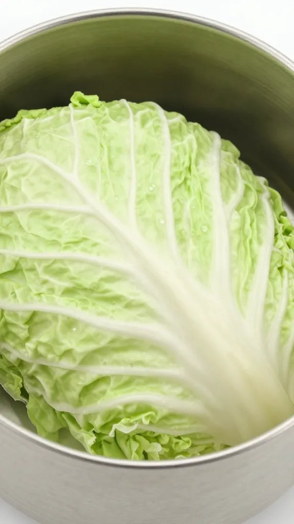 closeup of vinegar-spritzed cabbage in stainless travel container