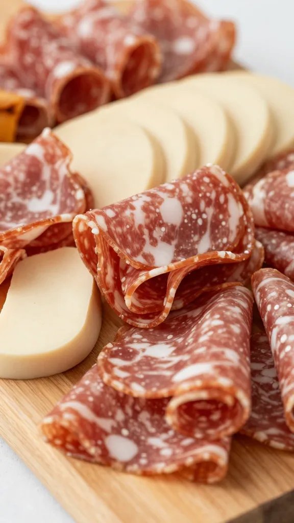 closeup of one picnic-style charcuterie board corner
