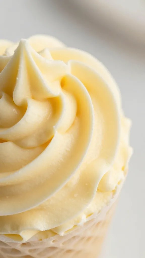 buttercream piping swirl macro on frosting edge