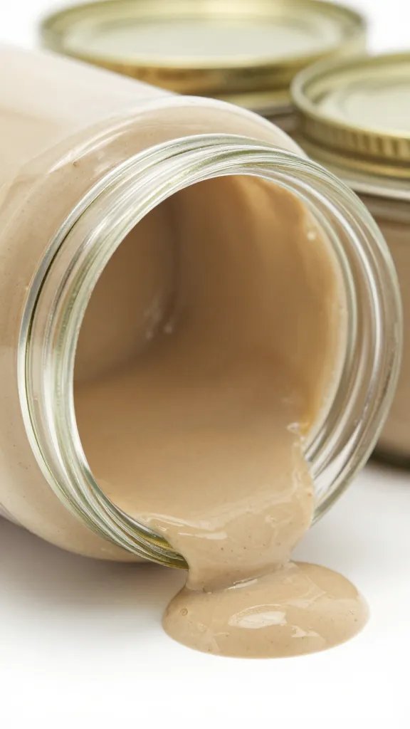 closeup of 8 oz chowder jar leaving
