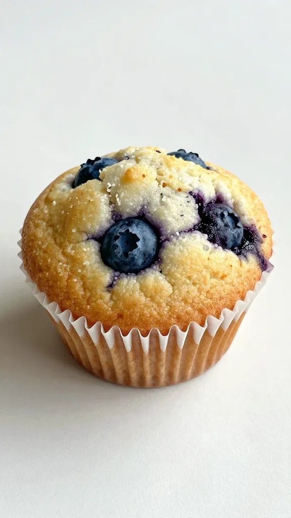 single blueberry muffin on parchment paper