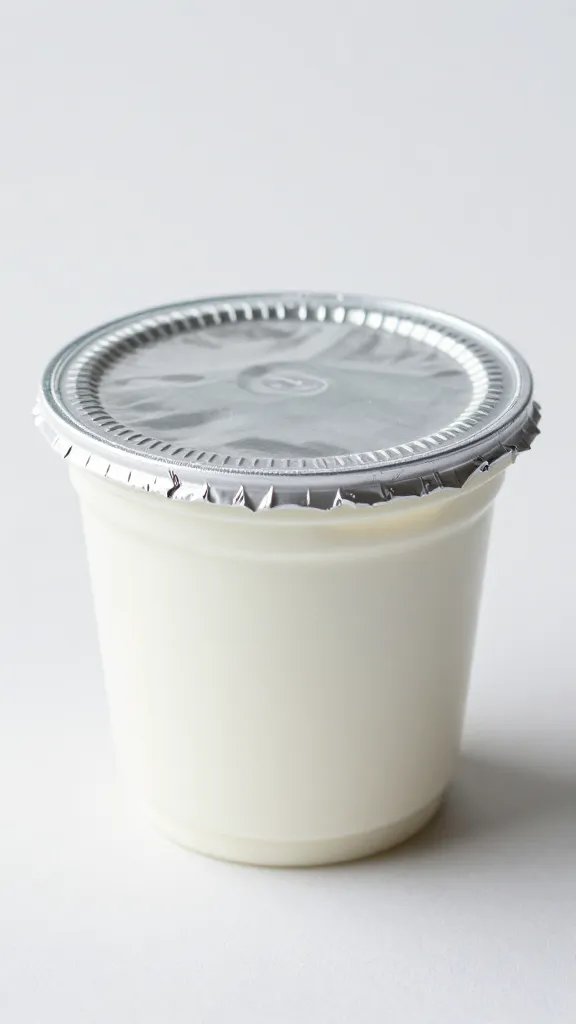 greek yogurt cup with tight foil lid