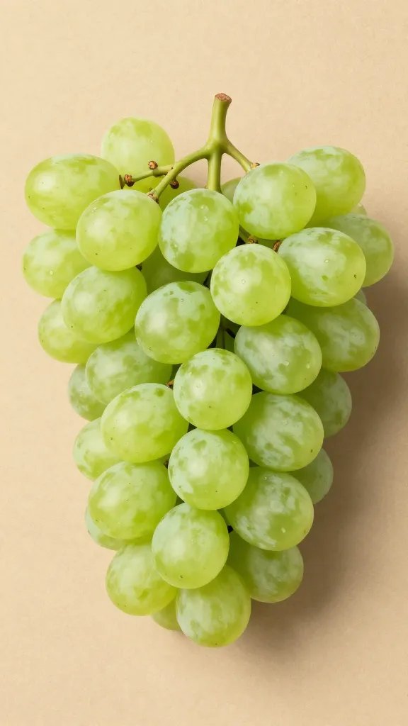 cluster of green grapes on kraft paper