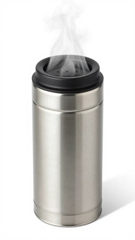 thermos lid filled with hot coffee steam
