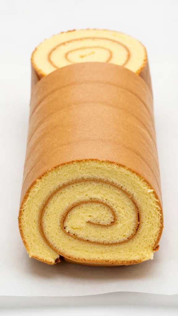 tight spiral rolled cake slice on parchment