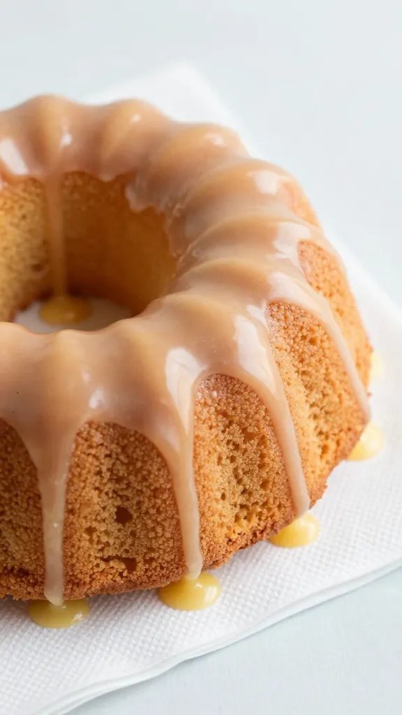 butter-glazed pound cake end piece on napkin