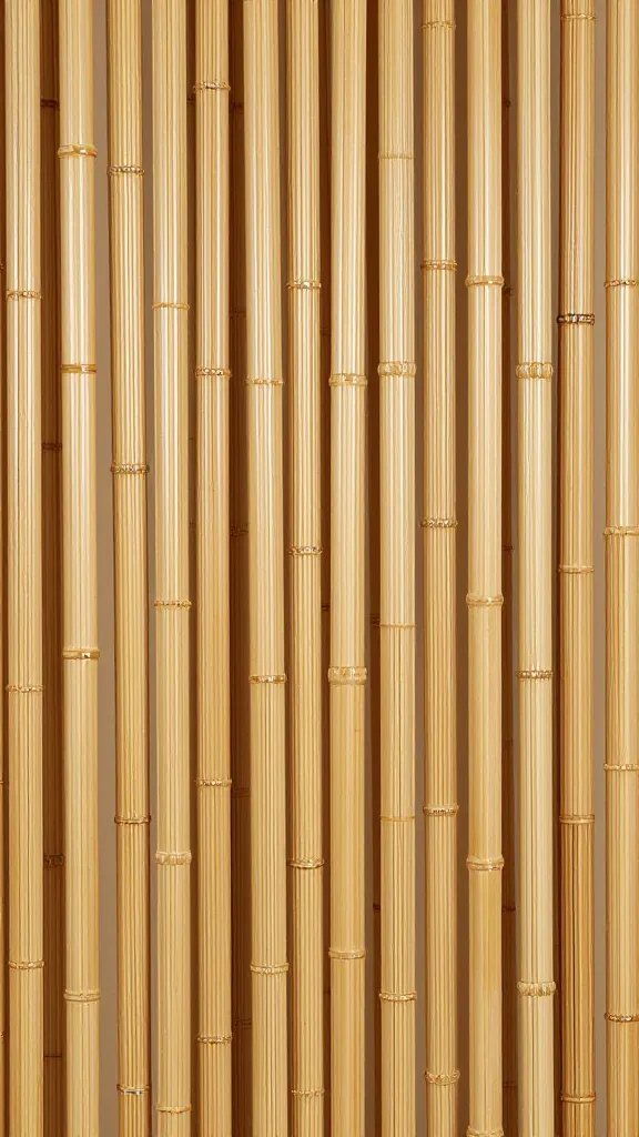 closeup solid bamboo beaded curtain in honey finish
