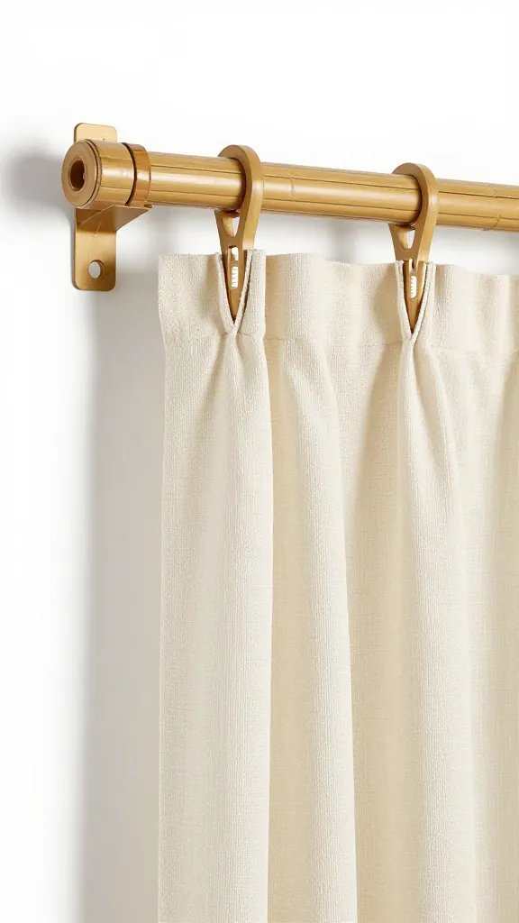 single bamboo curtain rod with mounting brackets